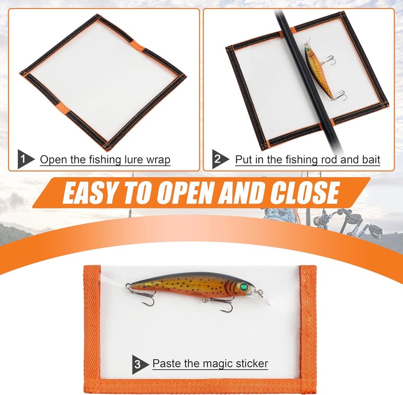 JOGFFDE Fishing Lure Wraps,4 Packs Lure Covers Durable Clear PVC Fishing Hook Covers Keeps Fishing Safe Easily See Lures Fishing Hook Bait Storage Covers Fishing Gear - Image 4